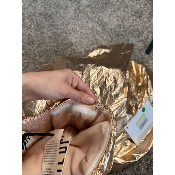 NWT ANIYE BY Malu Mini Dress Strapless Metallic Gold Womens M Circle Skirt Party - Picture 14 of 16